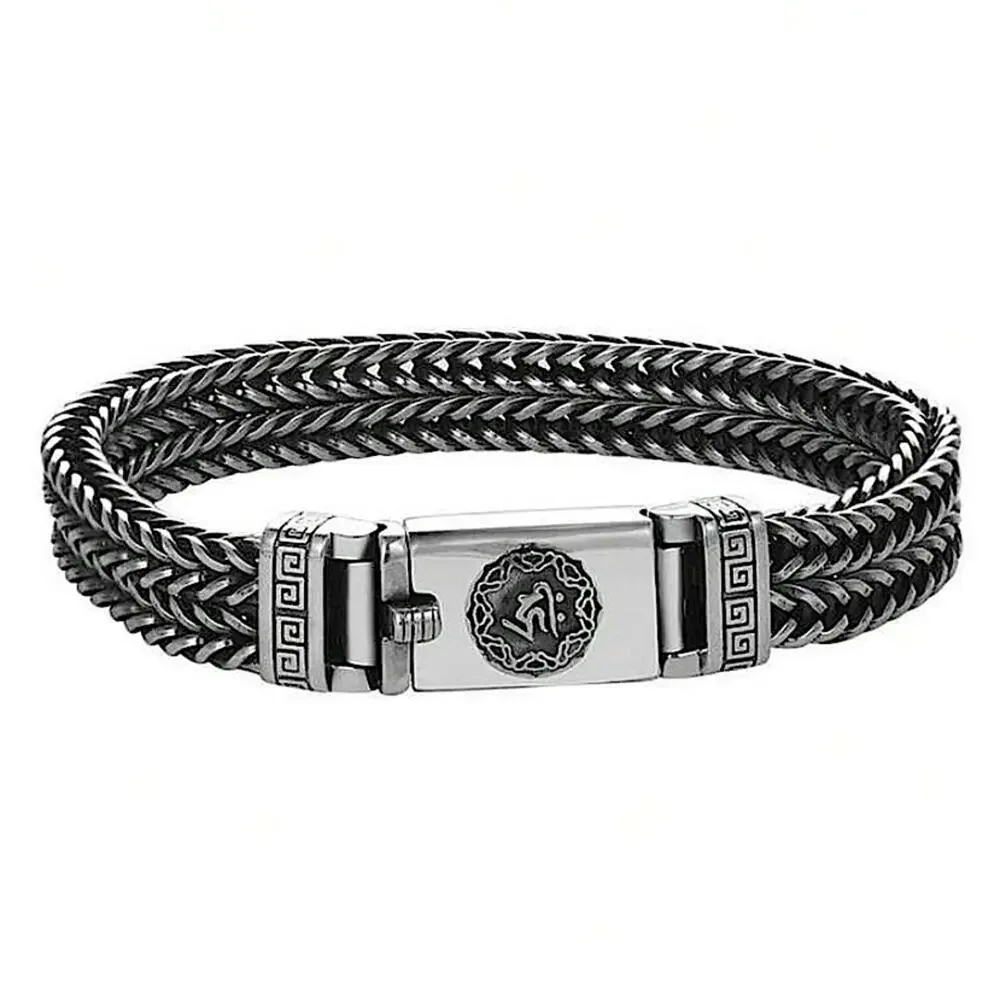 Stainless Steel Chain Link Bracelet, Mantra, Curb Hand Woven Fashion Jewelry